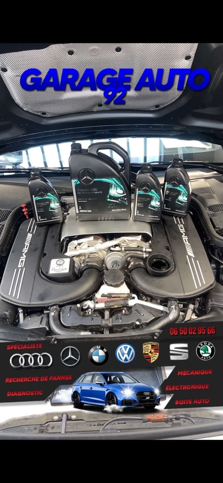 Moteur Mercedes AMG lors d'une intervention d'entretien